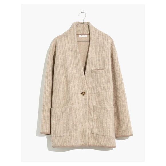 Madewell Herringbone Mattson Sweater Coat size M Medium Heather Stone - Picture 1 of 10